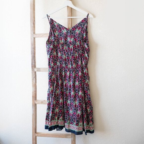 PRETTYGARDEN Dress Sz XL Blue Multi Floral Sleeveless Drawstring Buttons Lined - Picture 4 of 11